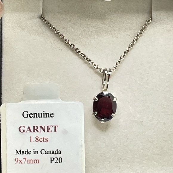 New! Sterling Necklace & Garnet Pendant 1.80 Carat - Picture 4 of 7